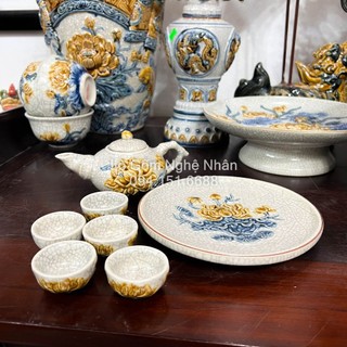 Ấm chén thờ cúng hà gốm men rạn bát tràng - hàng chuẩn bát tràng - nghệ nhân chế tác