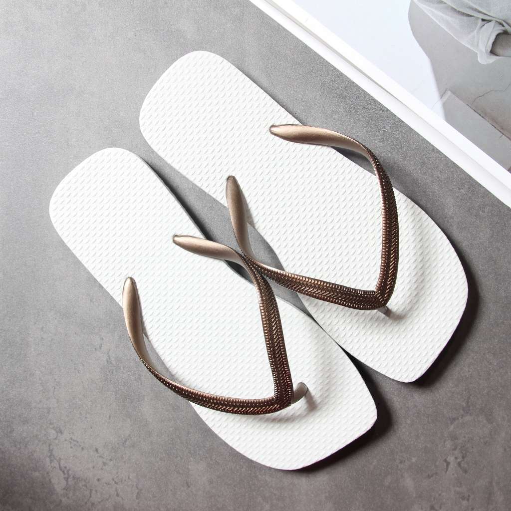 Dép kẹp nữ Thái đế cao su mũi vuông quai đồng - SIÊU SALE [KC Store]