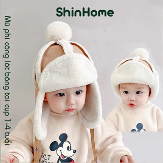 Mũ nón lót bông phi công mùa đông chụp tai cho bé trai bé gái sơ sinh ShinHome Baby