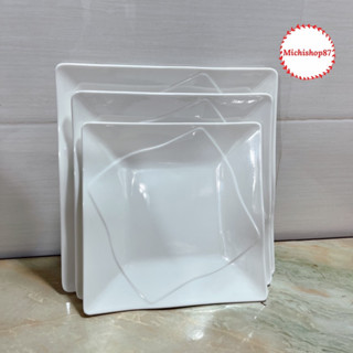 Đĩa Nhựa Phíp Vuông Trắng Melamine 3 Size Hàng Dày Đẹp Phong Cách Nhà Hàng Sang Trọng
