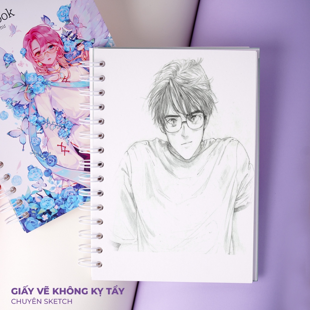 Sổ Vẽ Không Kị Tẩy - Sổ Phác Thảo The Wings - Sketchbook A5 172gsm Gọn Nhẹ Tặng Kèm Sổ Biểu Cảm
