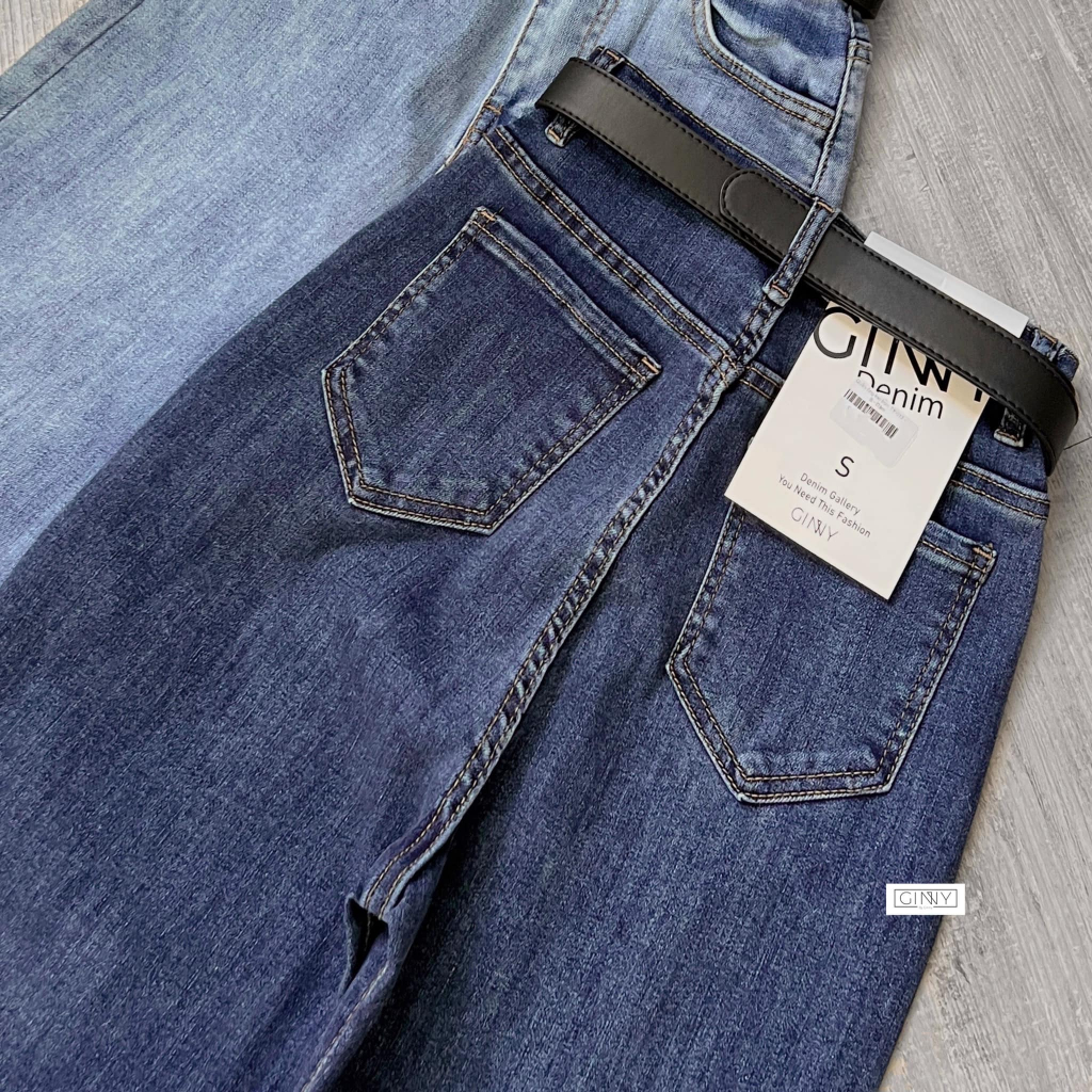 Quần jean nữ co giãn ống loe trơn TY-012 I Ginny Shop