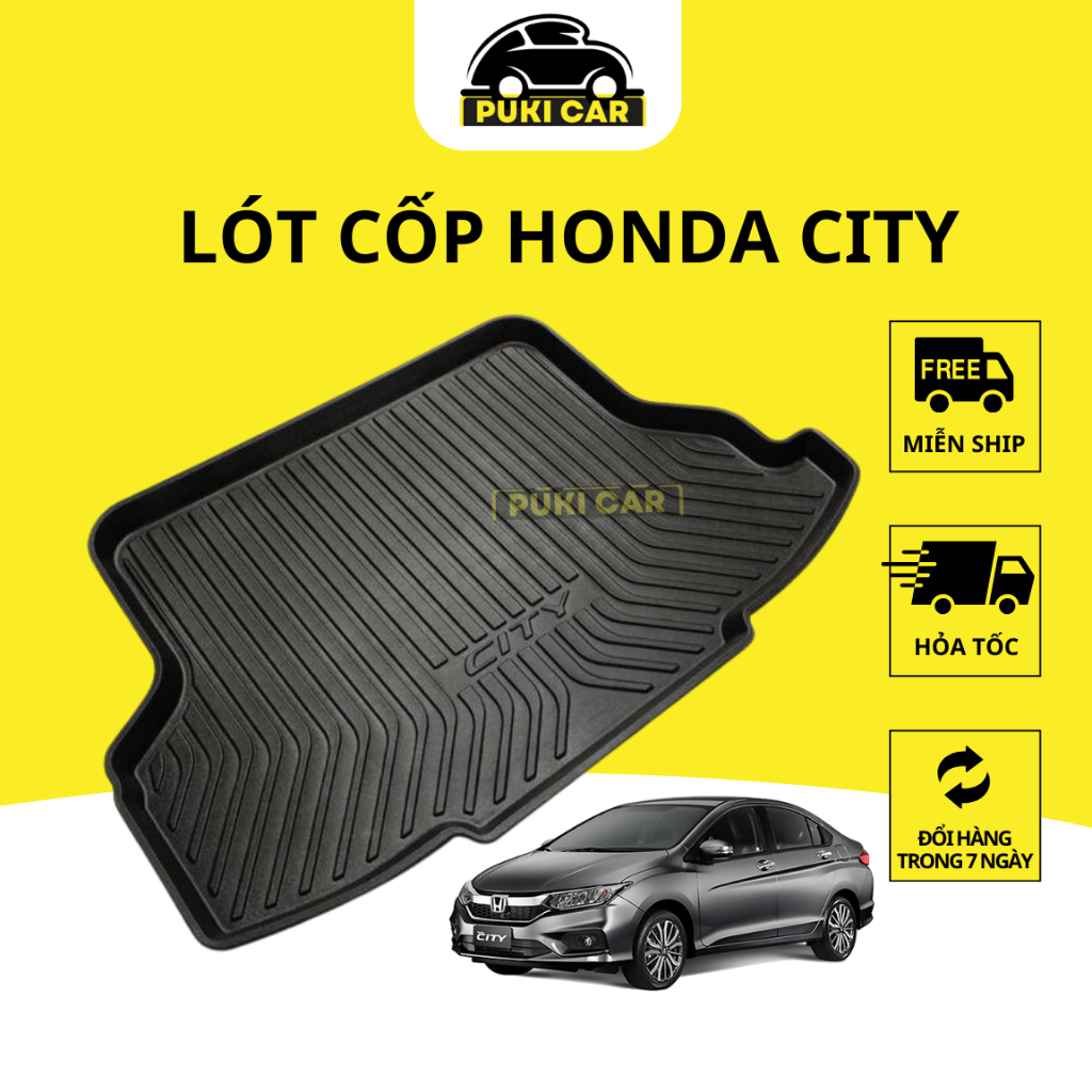 Lót cốp xe HONDA CITY 2014-2023 chính hãng PUKICAR chất liệu nhựa dẻo cao cấp không mùi dễ vệ sinh lau rửa