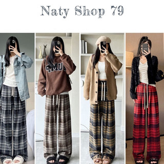 Quần ống rộng chất dạ kẻ cực hot. Chất dày dặn lên quần chuẩn form siêu đẹp