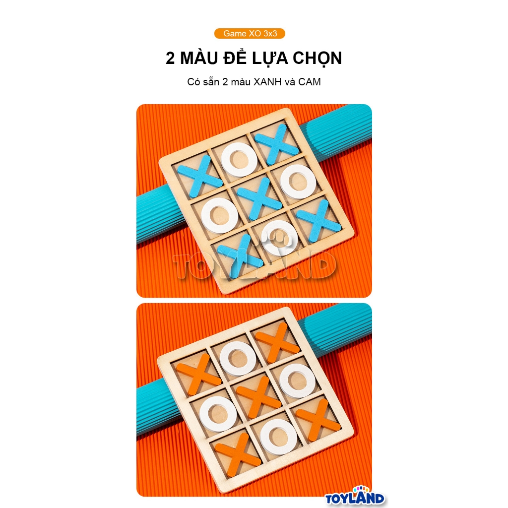 Bộ Đồ Chơi XO Tic Tac Toe 3x3 Bằng Gỗ 14.5x14.5cm TOYLAND Giúp Rèn Luyện Tư Duy Cho Trẻ