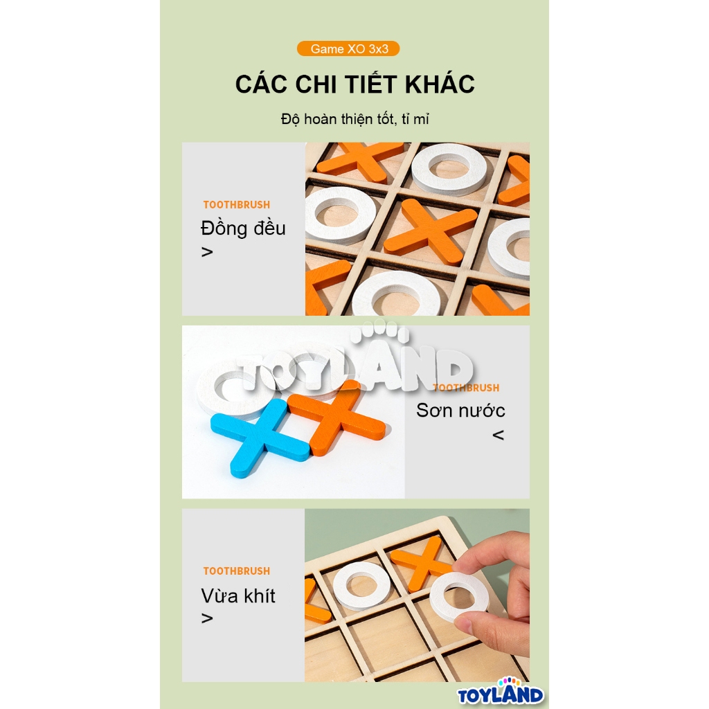 Bộ Đồ Chơi XO Tic Tac Toe 3x3 Bằng Gỗ 14.5x14.5cm TOYLAND Giúp Rèn Luyện Tư Duy Cho Trẻ