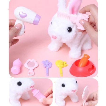 Đồ chơi chó bông, thỏ bông biết đi biết kêu bibi vẫy đuôi, đồ chơi cho bé - giao con vật ngẫu nhiên