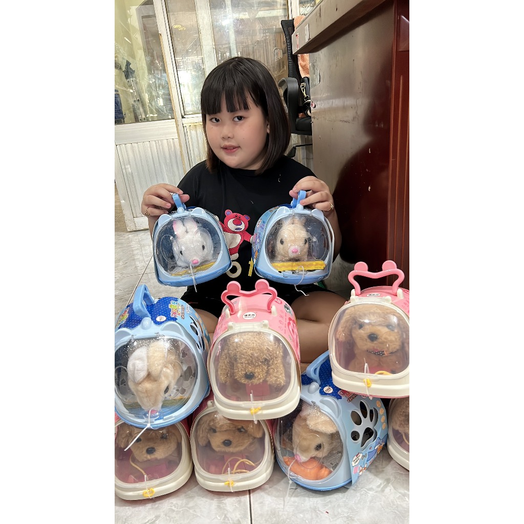 Đồ chơi chó bông, thỏ bông biết đi biết kêu bibi vẫy đuôi, đồ chơi cho bé - giao con vật ngẫu nhiên