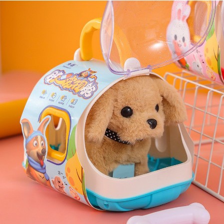 Đồ chơi chó bông, thỏ bông biết đi biết kêu bibi vẫy đuôi, đồ chơi cho bé - giao con vật ngẫu nhiên