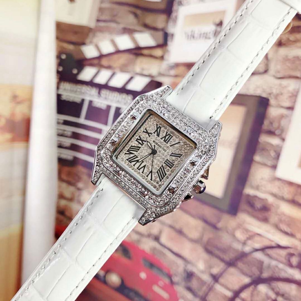 Đồng Hồ Nữ Mabangtuo Mặt Đính Full Đá Sang Trọng Dành Cho Nữ, Size 36mm, Dây Da Cao Cấp Bảo Hành 3 Tháng