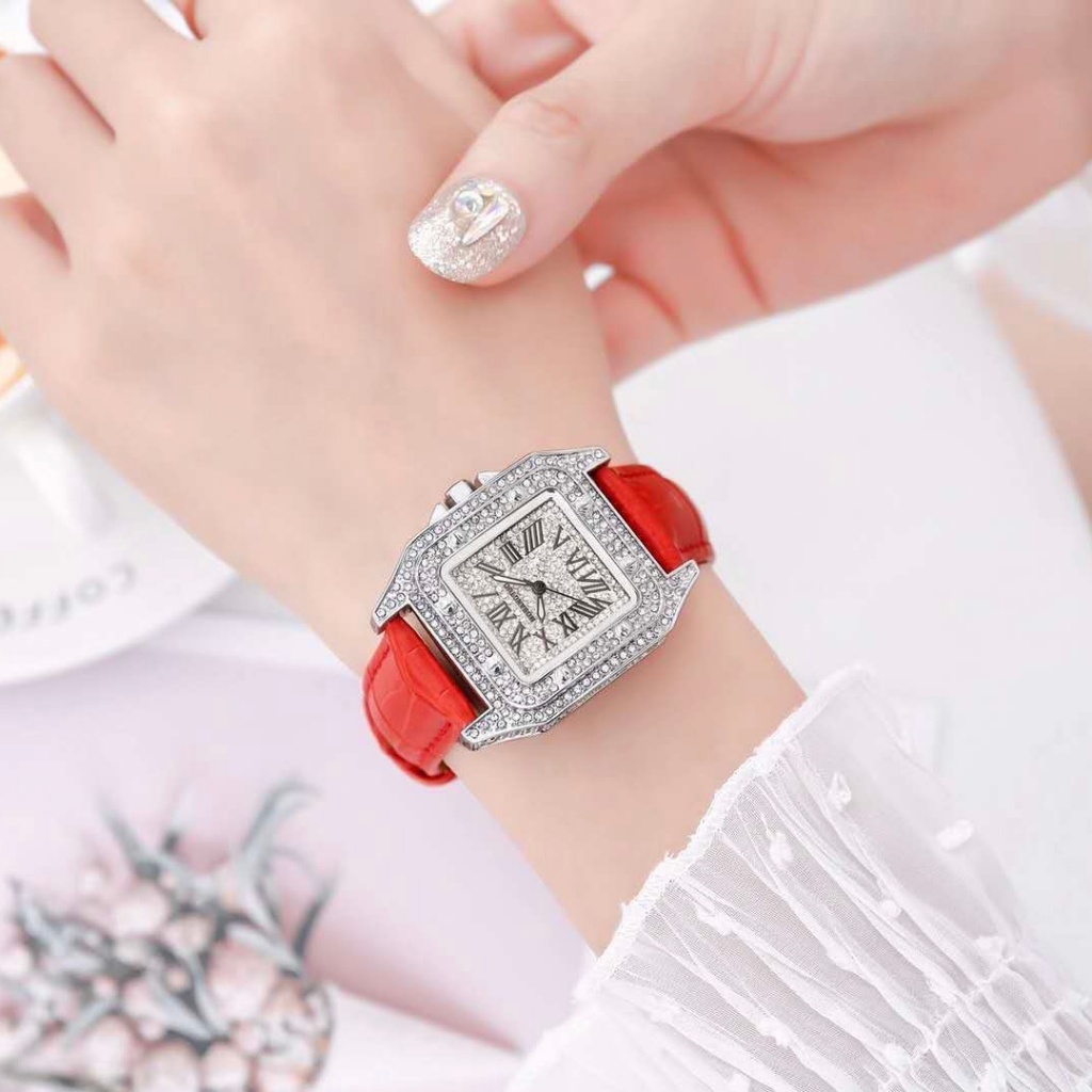 Đồng Hồ Nữ Mabangtuo Mặt Đính Full Đá Sang Trọng Dành Cho Nữ, Size 36mm, Dây Da Cao Cấp Bảo Hành 3 Tháng