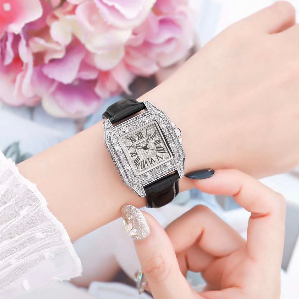 Đồng Hồ Nữ Mabangtuo Mặt Đính Full Đá Sang Trọng Dành Cho Nữ, Size 36mm, Dây Da Cao Cấp Bảo Hành 3 Tháng
