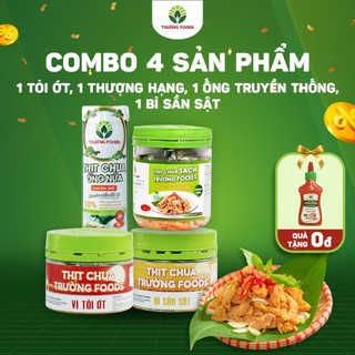 Combo 4 thịt chua trường foods ( 1 ống nứa đặc biệt, 1 bì sần sật, 1 thịt chua tỏi ớt, 1 thịt chua thượng hạng)