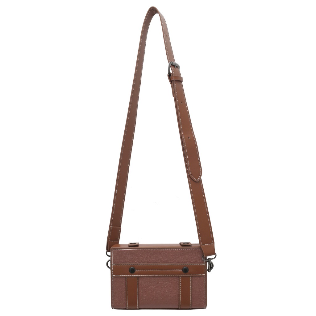 Túi Đeo Chéo Nam Nữ Hình Hộp Chữ Nhật Bằng Da Khâu Viền Chỉ Nổi Unisex - TDU11