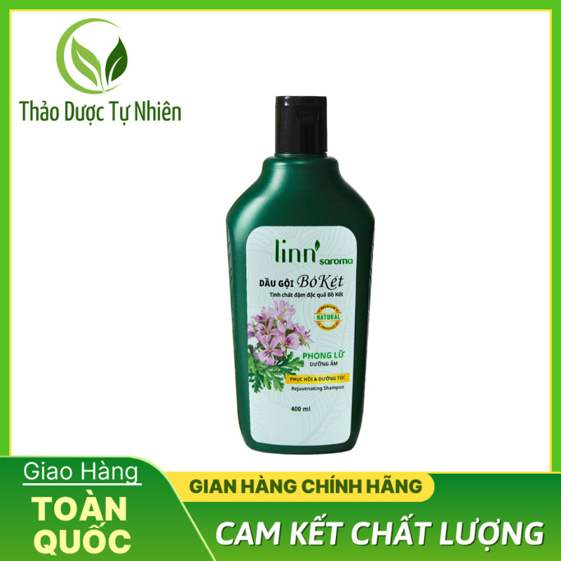Linn'saroma - Dầu Gội Thiên Nhiên Bồ Kết - Phong Lữ- Dưỡng Tóc Chắc Khỏe Sau Nhuộm,Dưỡng Ẩm Cho Tóc Lọ 400ml