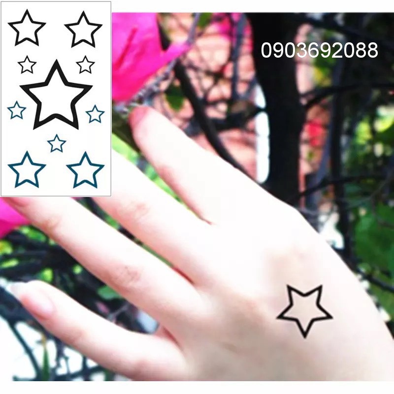 Tattoo nhỏ ngôi sao, Tattoo hoa tuyết, Hình xăm dán HCM, sticker tattoo 10.5 x 6cm