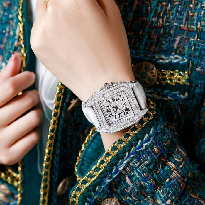 Đồng Hồ Nữ Mabangtuo Mặt Đính Full Đá Sang Trọng Dành Cho Nữ, Size 36mm, Dây Da Cao Cấp Bảo Hành 3 Tháng
