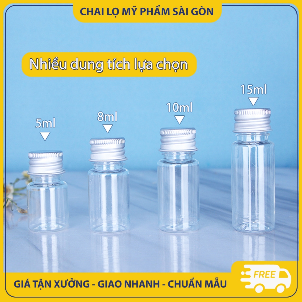 Chai nhựa PET chiết mỹ phẩm, 5ml, 10ml, 20ml, 30ml, 50ml,  chai nắp vặn nhôm chắc chắn - BuyOne - BOPE05