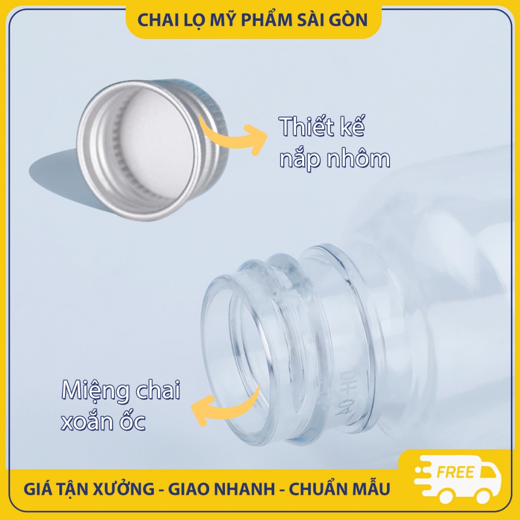 Chai nhựa PET chiết mỹ phẩm, 5ml, 10ml, 20ml, 30ml, 50ml,  chai nắp vặn nhôm chắc chắn - BuyOne - BOPE05