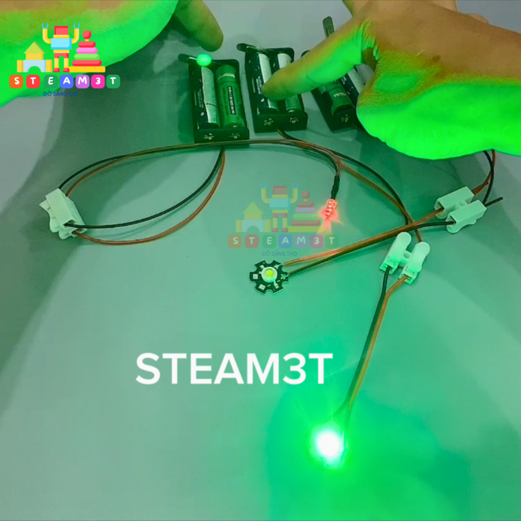 Bộ KIT đèn LED 3V - LED 7 MÀU - DIY học tập thí nghiệm STEAM Sáng LED - LK0043