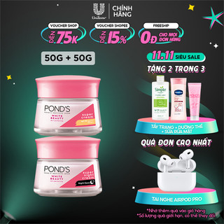 Combo Kem Dưỡng Da POND'S White Beauty Trắng Mịn Không Tỳ Vết Ngày Và Đêm (50g x 2)