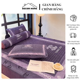 Bộ ga & gối nỉ nhung thương hiệu channl coco chần bông cao cấp mềm mịn, ga gối nỉ nhung bọc đệm tặng kèm gối ôm )