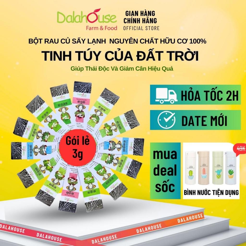 Bột Rau Củ Nguyên Chất Dalahouse Gói 3g Vị Cần Tây, Rau Má, Diếp Cá, Tía Tô, Cải Xoăn, Cỏ Lúa Mì, Củ Dền, Bó Xôi