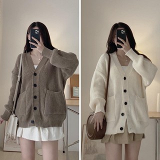 Áo Khoác Len Nhẹ Cadigan Trơn Phối Gân Dọc Đơn Giản  Phong Cách Hàn Quốc Phù Hợp Mọi Lứa Tuổi Tongkhominhanh