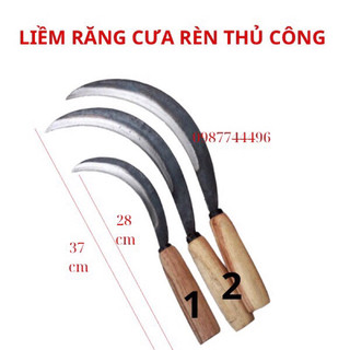 Liềm gặt lúa cắt cỏ phát cỏ loại thép tốt có răng cưa Dao liềm Lý Nhân