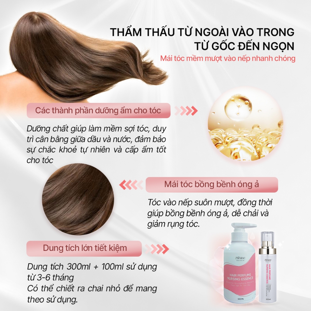 COMBO Tinh Chất Dưỡng Tóc Nước Hương Nước Hoa iShine 300ml + 100ml