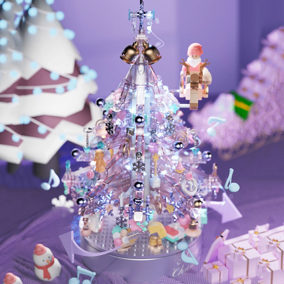 Đồ Chơi Lắp Ráp Xếp Hình Noel Mô Hình Cây Thông Giáng Sinh Merry Christmas Có Đèn Và Hộp Phát Nhạc No.9188 Với 650+PCS