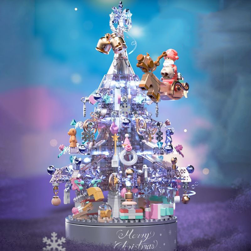 Đồ Chơi Lắp Ráp Xếp Hình Noel Mô Hình Cây Thông Giáng Sinh Merry Christmas Có Đèn Và Hộp Phát Nhạc No.9188 Với 650+PCS