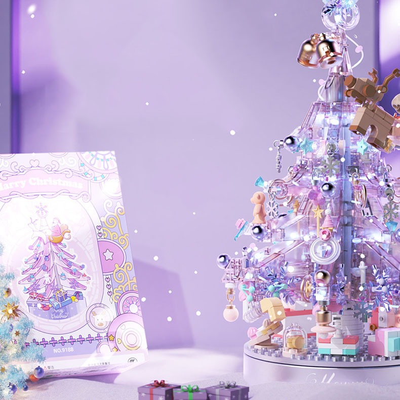 Đồ Chơi Lắp Ráp Xếp Hình Noel Mô Hình Cây Thông Giáng Sinh Merry Christmas Có Đèn Và Hộp Phát Nhạc No.9188 Với 650+PCS