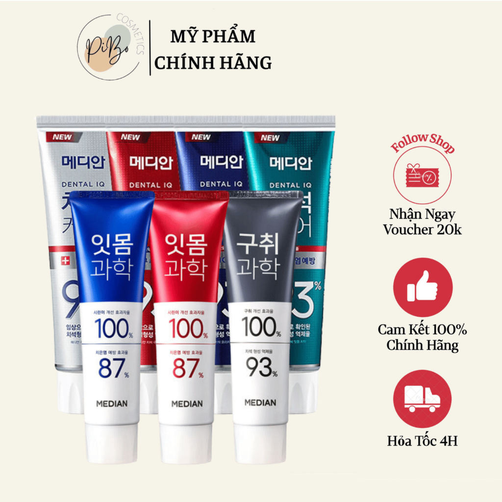 Kem Đánh Trắng Răng Thơm Miệng Median Dental Iq 93% Hàn Quốc (120g)