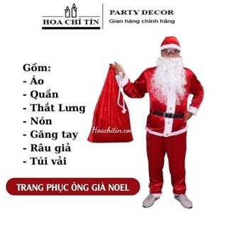 Quần áo ông già noel Trọn Bộ 7 món Quần Áo