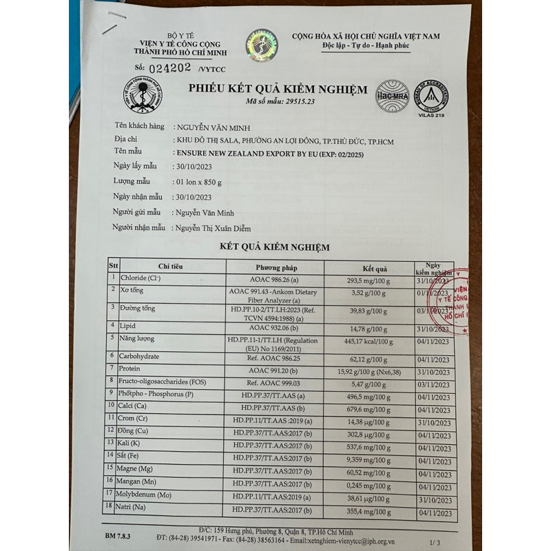 Viện y tế đã kiểm định. Date 2/2025. Ensure New Zealand 850gram hương vanila
