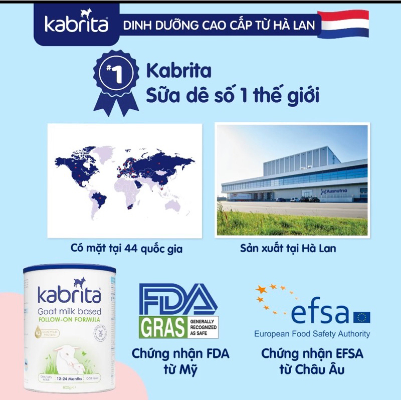 SỮA DÊ KABRITA HÀ LAN số 1 , 2 ,3/800gr.