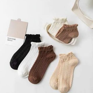 Set 5 đôi tất gân nữ cổ ngắn gân sọc vặn thừng