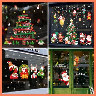 [HỎA TỐC] Decal Noel dán kính siêu đẹp cây thông noel - Decal trang trí giáng sinh dán tường nhiều mẫu có keo sẵn dễ dán