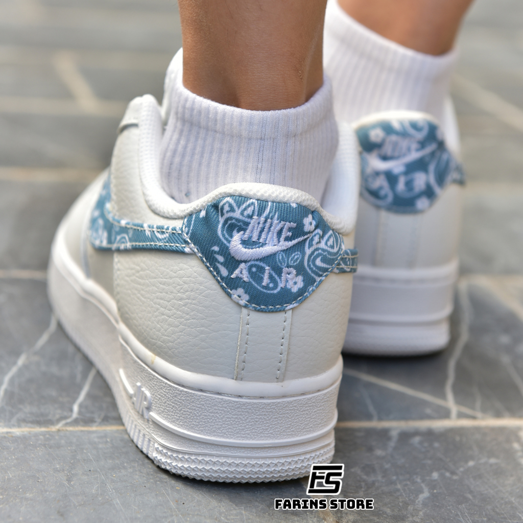 Giày Air Force 1 07 Essentials Blue Paisley Auth Cho Nam Nữ, Jordan 1 Low Real Fullbox Farins Store