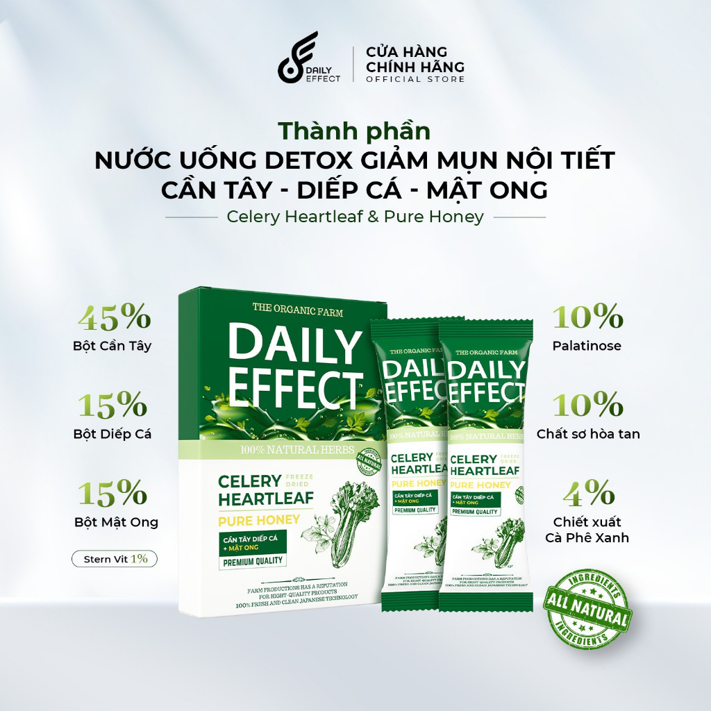 Bột Cần tây diếp cá mật ong sấy lạnh nguyên chất nước uống giảm mụn đẹp da giảm cân DAILY EFFECT