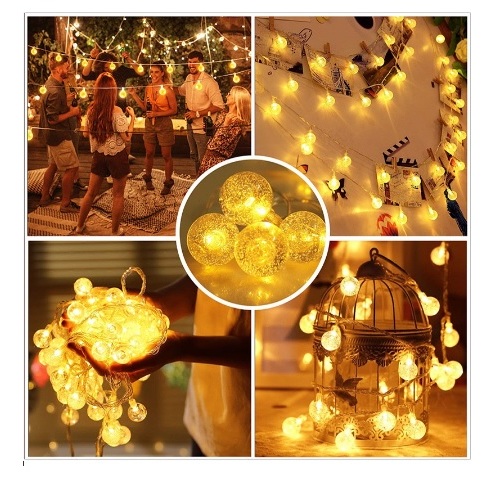DÂY ĐÈN LED USB PIN BÓNG TRÒN CHERRY BALL dùng trang trí lều trại ngoài trời, trong nhà, trang trí giáng sinh, noel, tết