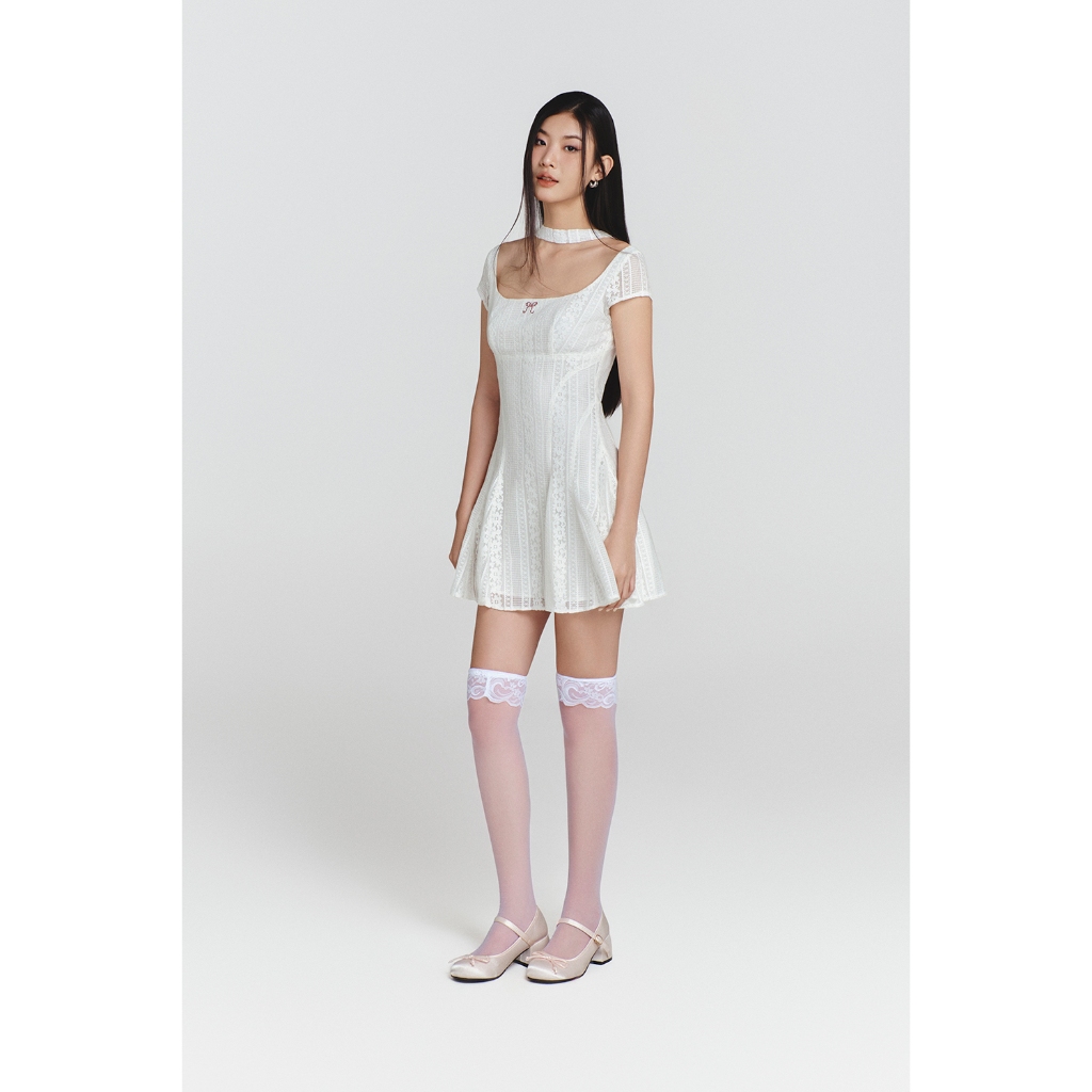 Đầm SheByShj ren trắng phối dây cổ - Snow Dress