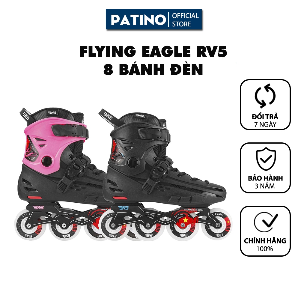 Giày patin người lớn BKB RV5 2 màu hồng/ đen chính hãng, giá tốt