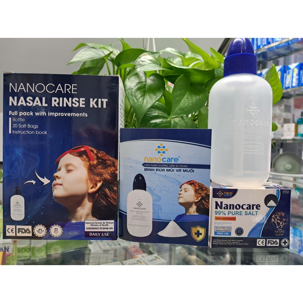 Bình rửa mũi Nanocare kèm 20 gói muối