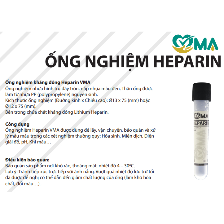 Ống nghiệm kháng đông 2ml Heparin VMA Hồng Thiện Mỹ