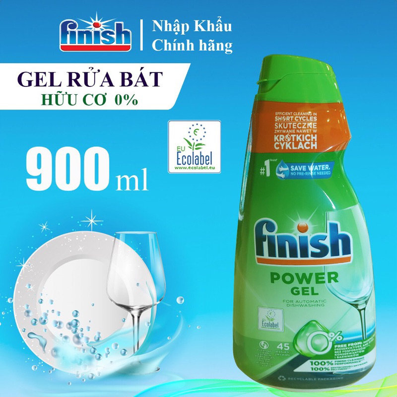 GEL RỬA BÁT FINISH ECO 0% 900ML - Sản phẩm chuyên dùng cho Máy rửa bình sữa Moaz BéBé MB-064