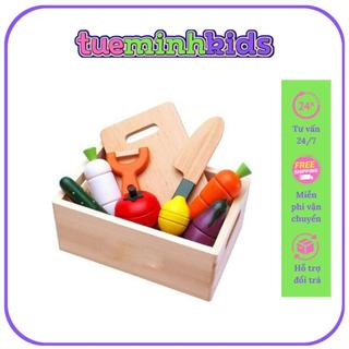 Bộ Cắt Hoa Quả Gỗ- Bộ Cắt Hoa Quả Bằng Gỗ Tự Nhiên Nhiều Loại Quả Bé Phát Triển Vận Động Tinh Tuệ Minh Kid's