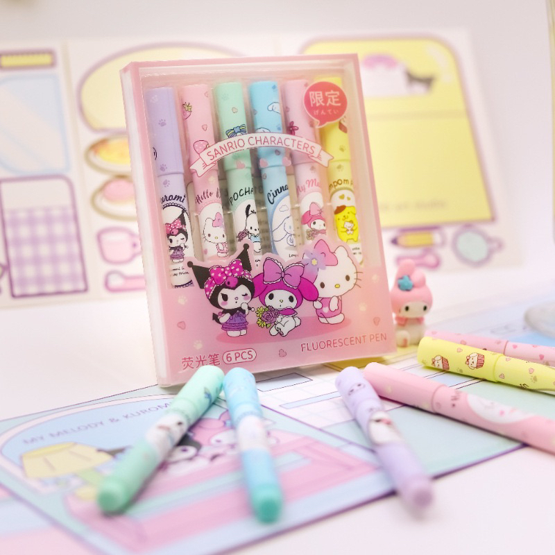 Hộp 6 chiếc bút đánh dấu Sanrio