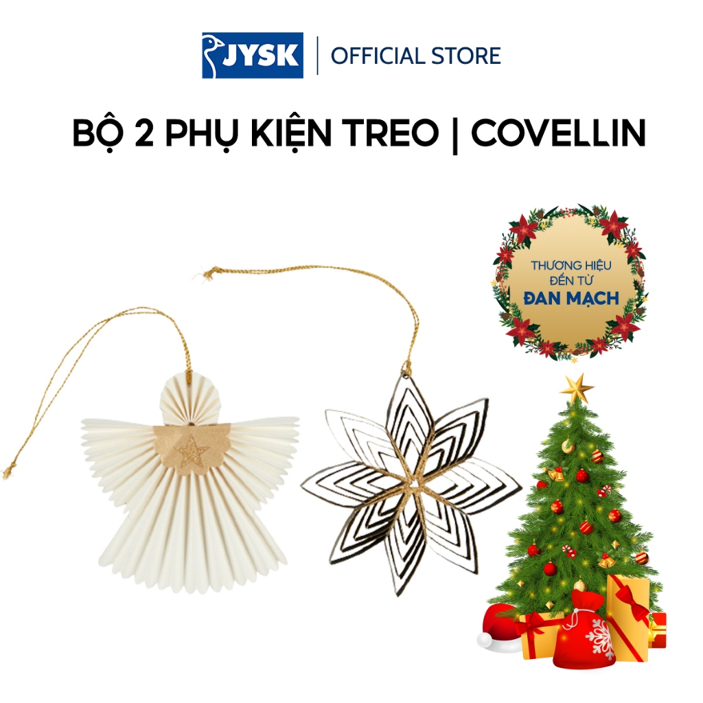 Bộ 2 phụ kiện treo giáng sinh | JYSK Covellin | giấy | nhiều màu | R9xD10cm